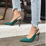 ZHENZHOU Charming Elegant Sexy Multicolor Suede Women's Slingback High Heels Pump/Sandals Shoes Dress Party OL Valentine Shoes