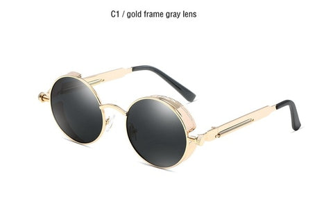 Classic Gothic Steampunk Sunglasses Polarized Men Women Brand Designer Vintage Round Metal Frame Sun Glasses High Quality UV400