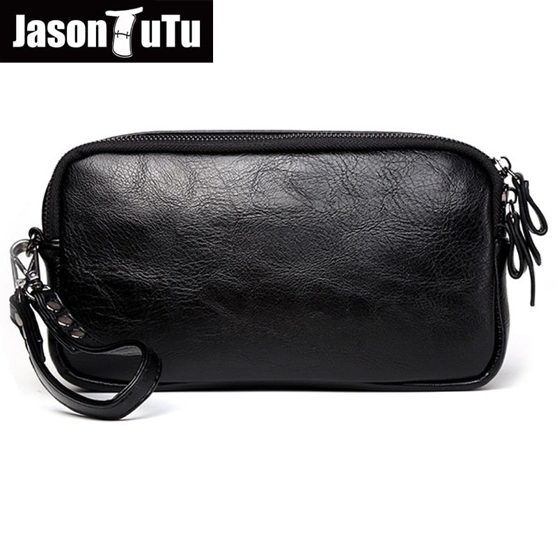 JASON TUTU 2019 New Listing Casual Men leather bag Clutch wallets purse Unisex Women handbag phone bag Bolsas free shipping B532
