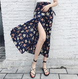 25 Colors 2019 Bohemian High Waist Floral Print Summer Skirts Womens Boho Asymmetrical Chiffon Skirt Maxi Long Skirts For Women