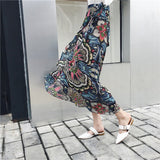 25 Colors 2019 Bohemian High Waist Floral Print Summer Skirts Womens Boho Asymmetrical Chiffon Skirt Maxi Long Skirts For Women