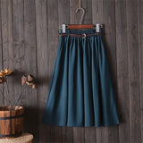 Surmiitro Midi Knee Length Summer Skirt Women With Belt 2019 Fashion Korean Ladies High Waist Pleated A-line School Skirt Female