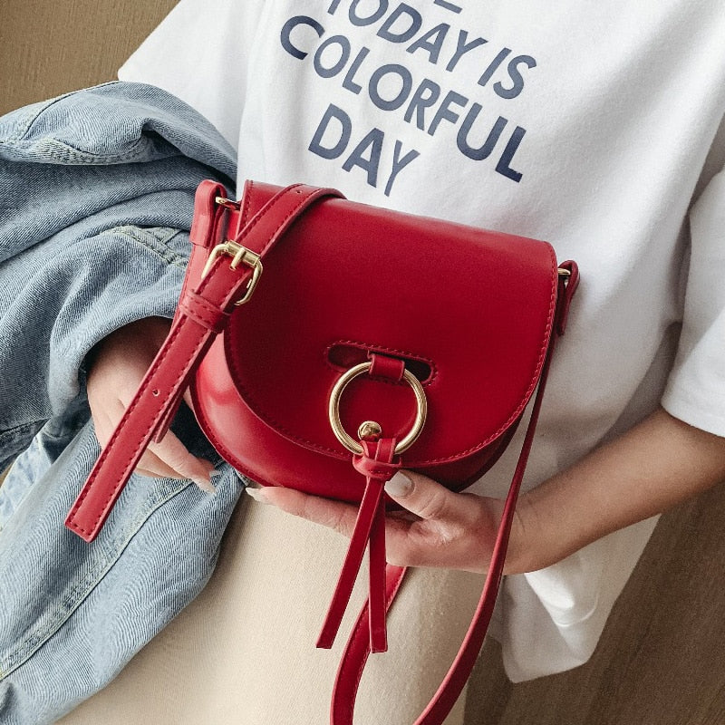Semicircle Crossbody Bags For Woman 2019 Solid color PU Leather Handbags and Purses Female Cross Body Bag Ladies Hand Bag New