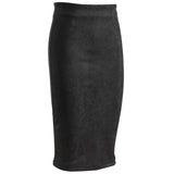 Sainishi Super Deals Women Suede Solid Color Pencil Skirt Female Spring Autumn Basic High Waist Bodycon Split Knee Length Skirts
