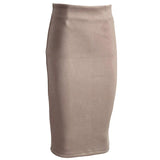 Sainishi Super Deals Women Suede Solid Color Pencil Skirt Female Spring Autumn Basic High Waist Bodycon Split Knee Length Skirts
