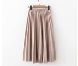 2019 Spring Summer Women High Waist Skirt Solid Color Pleated Skirt Women Causal Midi Skirts