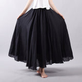 Sherhure 2019 Women Linen Cotton Long Skirts Elastic Waist Pleated Maxi Skirts Beach Boho Vintage Summer Skirts Faldas Saia