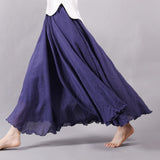 Sherhure 2019 Women Linen Cotton Long Skirts Elastic Waist Pleated Maxi Skirts Beach Boho Vintage Summer Skirts Faldas Saia