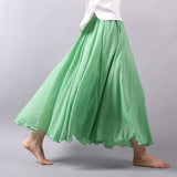Sherhure 2019 Women Linen Cotton Long Skirts Elastic Waist Pleated Maxi Skirts Beach Boho Vintage Summer Skirts Faldas Saia