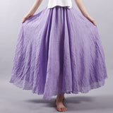 Sherhure 2019 Women Linen Cotton Long Skirts Elastic Waist Pleated Maxi Skirts Beach Boho Vintage Summer Skirts Faldas Saia