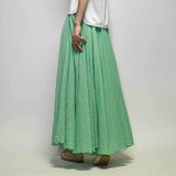 Sherhure 2019 Women Linen Cotton Long Skirts Elastic Waist Pleated Maxi Skirts Beach Boho Vintage Summer Skirts Faldas Saia