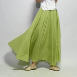 Sherhure 2019 Women Linen Cotton Long Skirts Elastic Waist Pleated Maxi Skirts Beach Boho Vintage Summer Skirts Faldas Saia