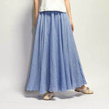 Sherhure 2019 Women Linen Cotton Long Skirts Elastic Waist Pleated Maxi Skirts Beach Boho Vintage Summer Skirts Faldas Saia
