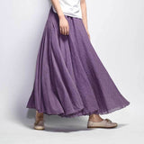 Sherhure 2019 Women Linen Cotton Long Skirts Elastic Waist Pleated Maxi Skirts Beach Boho Vintage Summer Skirts Faldas Saia
